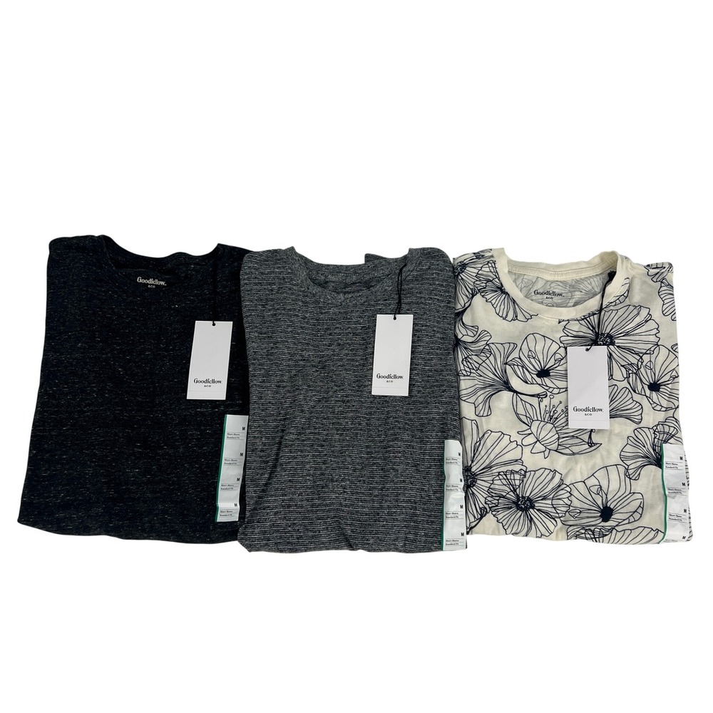 Goodfellow & Co Mens 3 Pack Standard Fit T-Shirts Grey Floral White Size M NWT